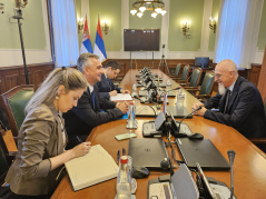 13 June 2024 National Assembly Deputy Speaker Jovan Janjic in meeting with Italian Ambassador to Serbia Luca Gori