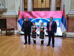 20 February 2024 MP Dejan Bulatovic receives Tamara and Tatjana Djekic