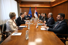 25 February 2025 The National Assembly Speaker in meeting with the co-chair of the European Union - Serbia Stabilisation and Association Parliamentary Committee