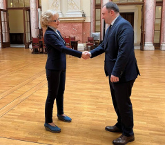 24 March 2025 The Chairperson of the Foreign Affairs Committee Marina Ragus and the head of the Georgian delegation Nikoloz Samkharadze
