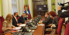 14 April 2021  National Assembly Secretary General Veljko Odalovic with the Head of the Political Section of the EU Delegation to Serbia Dirk Lorenz