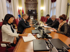 23 September 2022 Foreign Affairs Committee Chairman Borko Stefanovic in meeting with the Ambassador of the Republic of France to the Republic of Serbia Pierre Cochard 