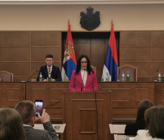 21 April 2023 The Chairperson of the Committee on Constitutional and Legislative Issues Jelena Zaric Kovacevic speaks at the opening of the Belgrade Conference of Lawyers