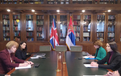 23 January 2023 The Head of the PFG with the UK Nevena Djuric and UK Member of the Parliament Wendy Morton discuss interparliamentary cooperation