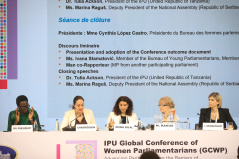 3. jun 2026. Učesnici Globalne konferencije žena parlamentarki IPU pod nazivom „Unapređenje rodne ravnopravnosti: Rušenje barijera rodnih stereotipa i negativnih društvneih normi“ (foto © Narodna skupština / Miloš Miškov)